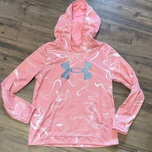 Under Armour Pink and White hoodie size YL like new!